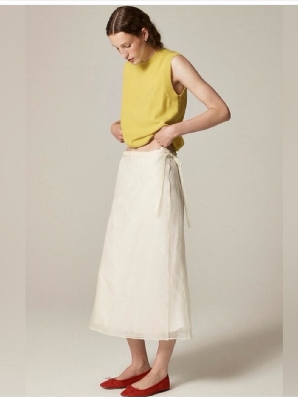 Damaged J. Crew Collection wrap skirt in silk organza Ivory Lace CM738 S $178